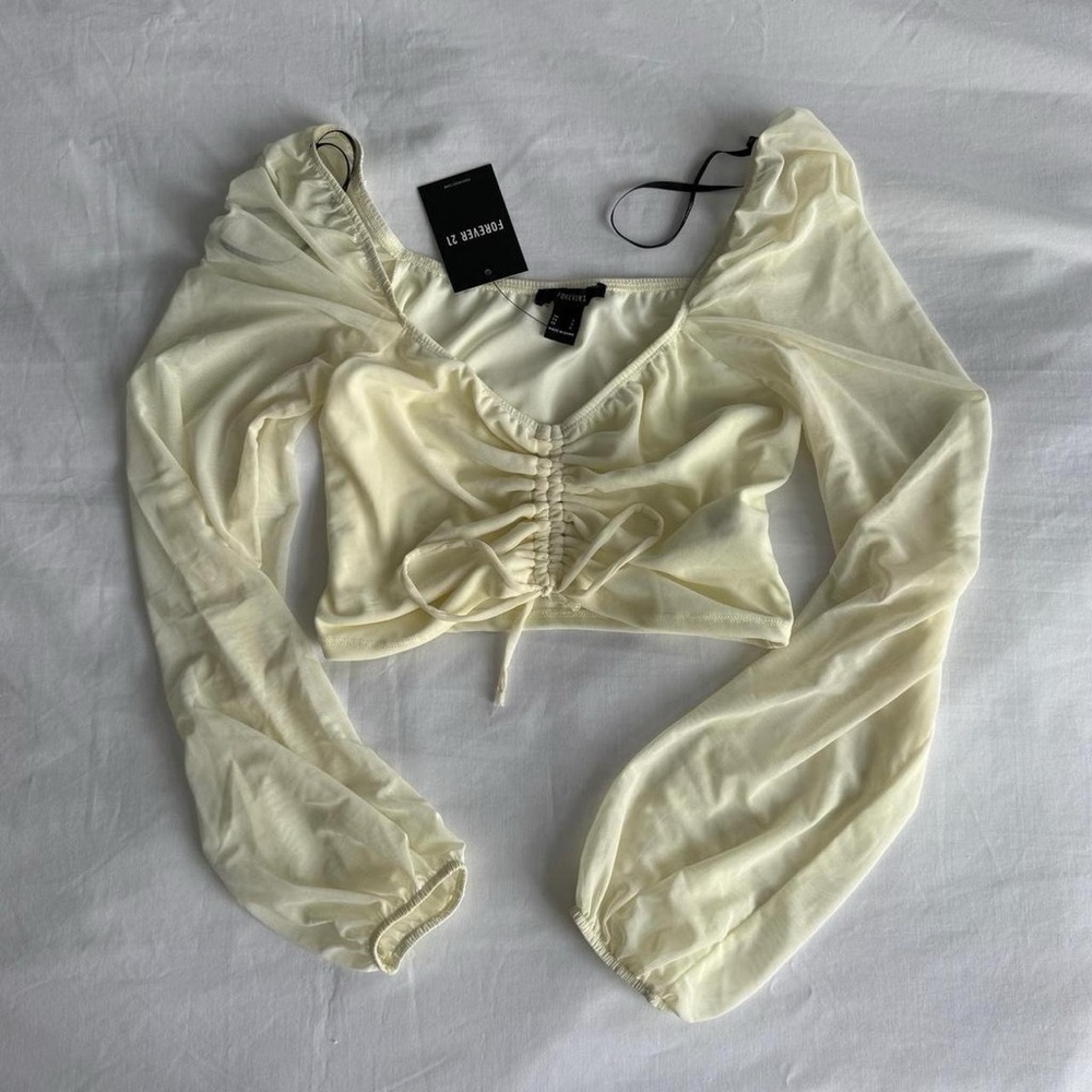 Forever 21 Yellow Ruched Crop Top